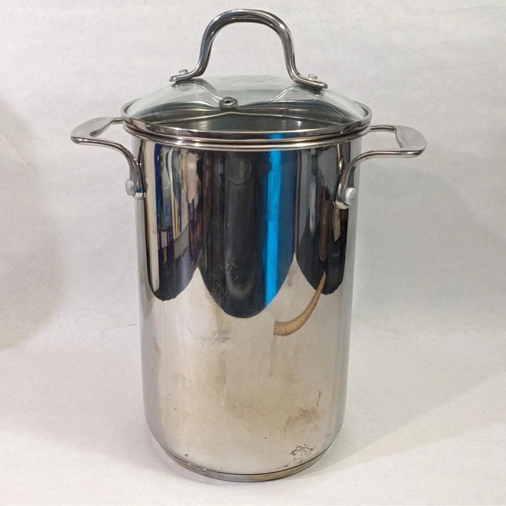 Crate & Barrel Stainless Steel Asparagus Steamer Pot with Basket and‎ Glass Lid